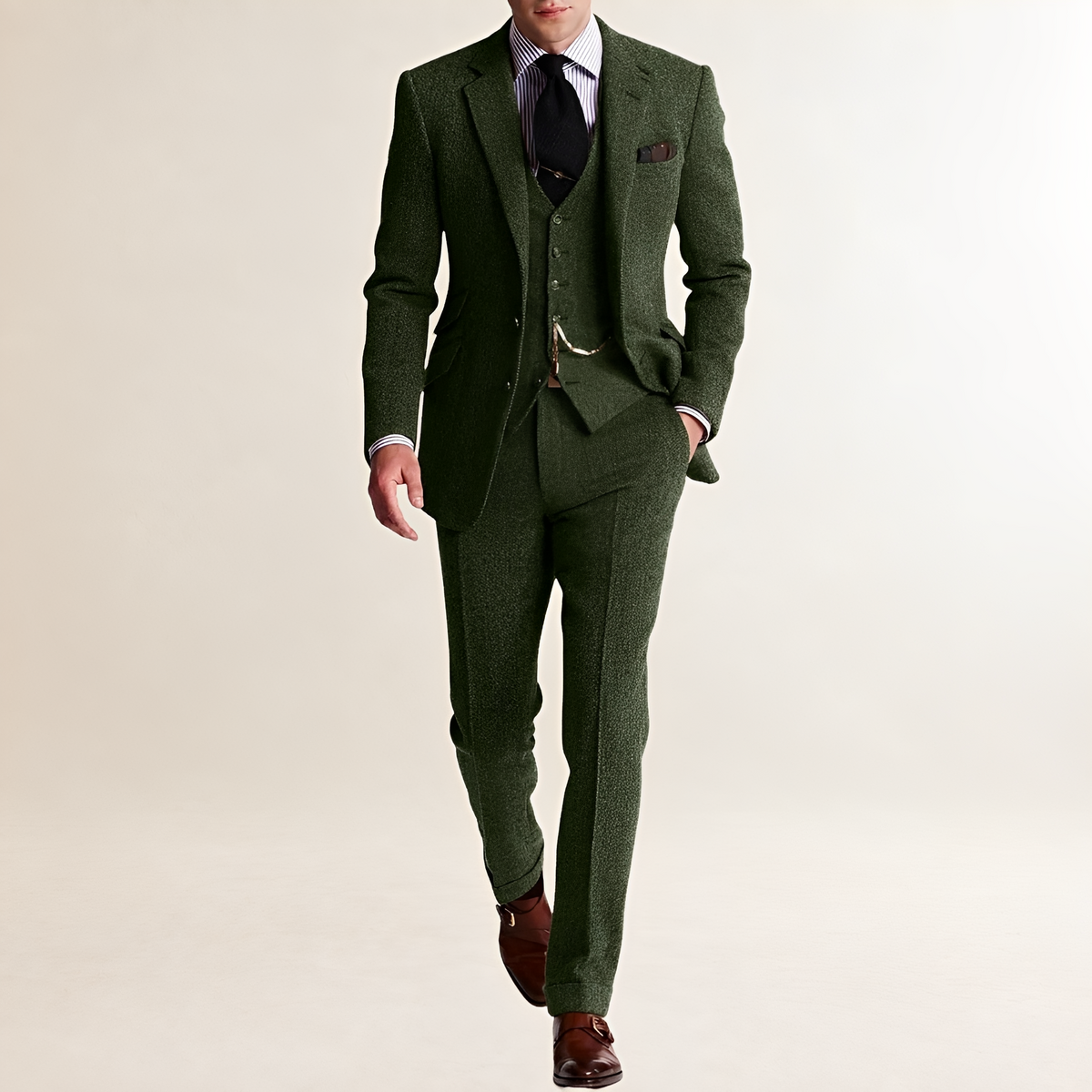 Men's Three-Piece Suit - Tailored Fit Blazer, Waistcoat, and Trousers