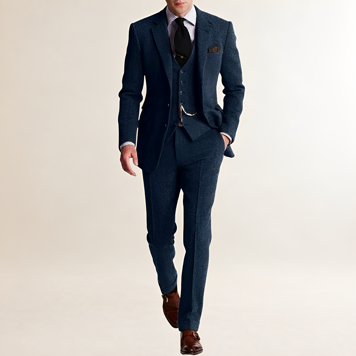 Men's Three-Piece Suit - Tailored Fit Blazer, Waistcoat, and Trousers