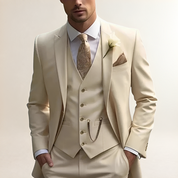 Men's Three-Piece Suit - Tailored Slim Fit Blazer, Waistcoat, and Trousers