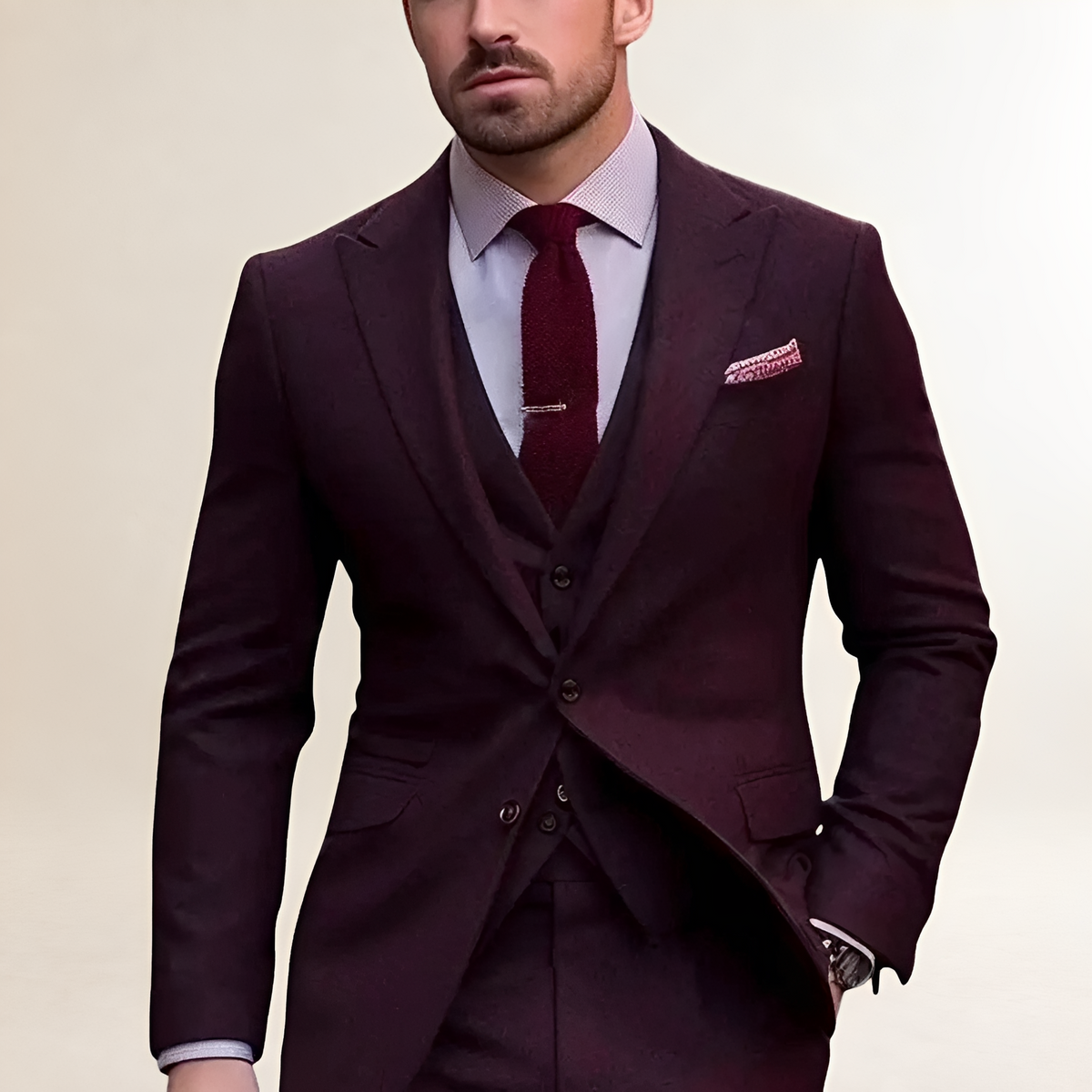 Men's Three-Piece Suit - Tailored Slim Fit Blazer, Waistcoat, and Trousers