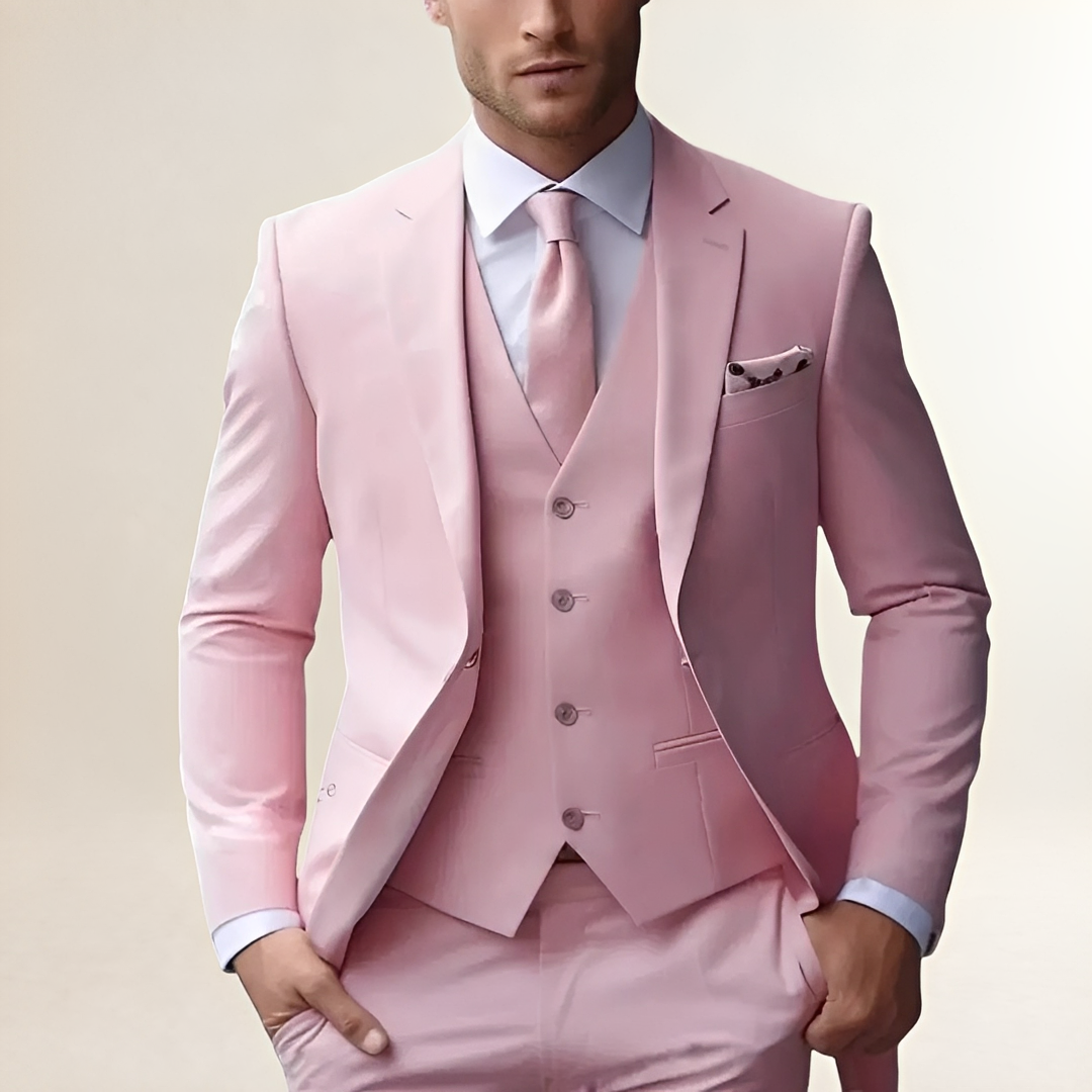 Men's Three-Piece Suit - Tailored Slim Fit Blazer, Waistcoat, and Trousers