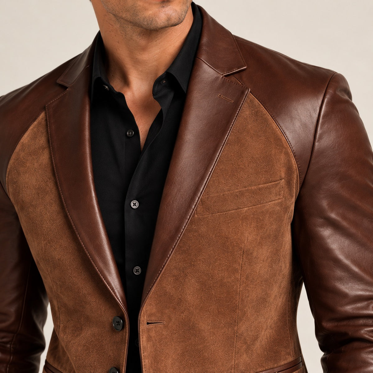 Men's Two-Tone Blazer - Tailored Fit, Peaked Lapel, Smart Casual Style