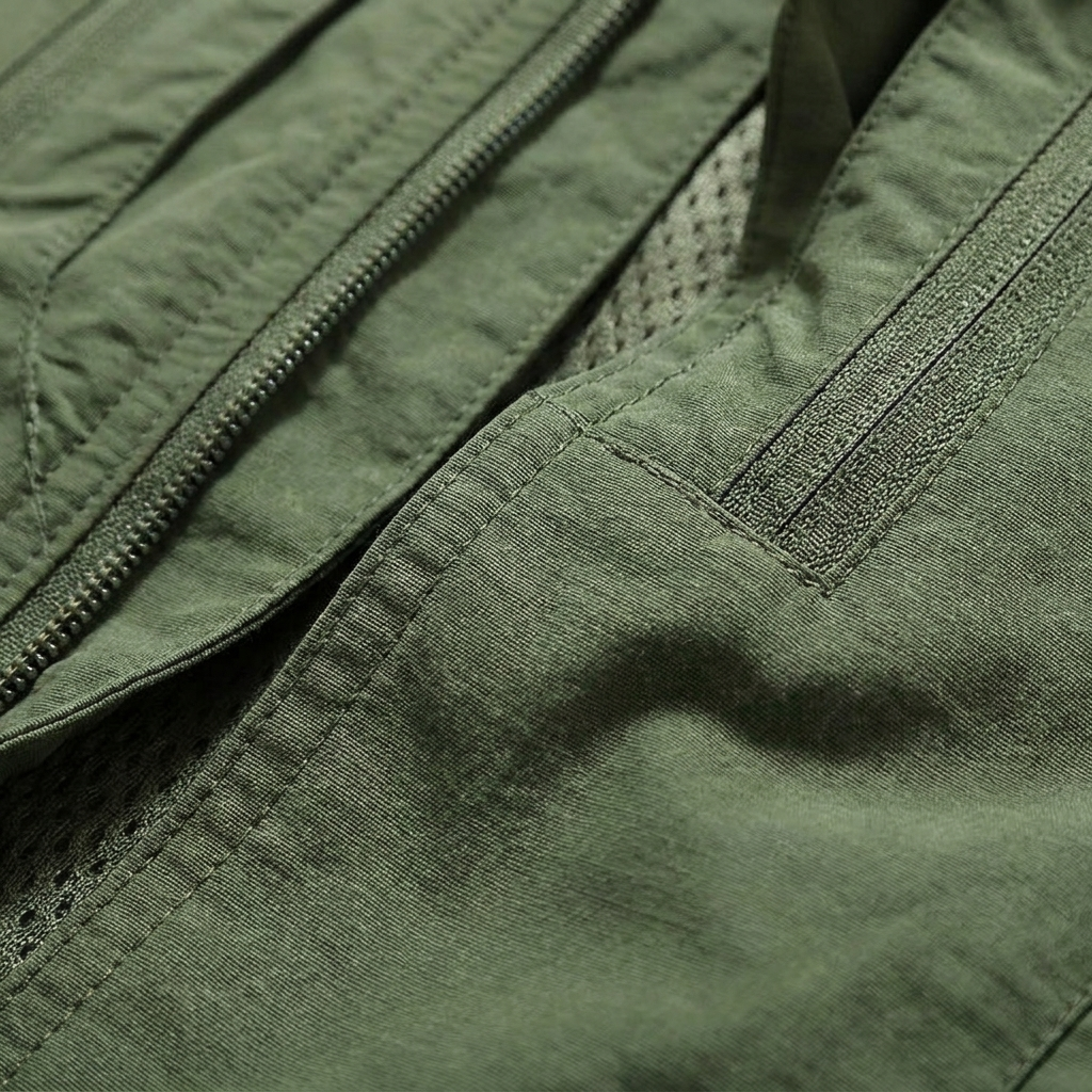 Men's Utility Vest Multi-Pocket Zip Front Stand Collar Regular Fit