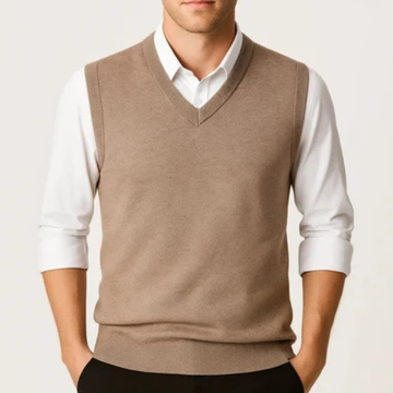 Men's V-neck Sweater Vest, Sleeveless Solid Layering