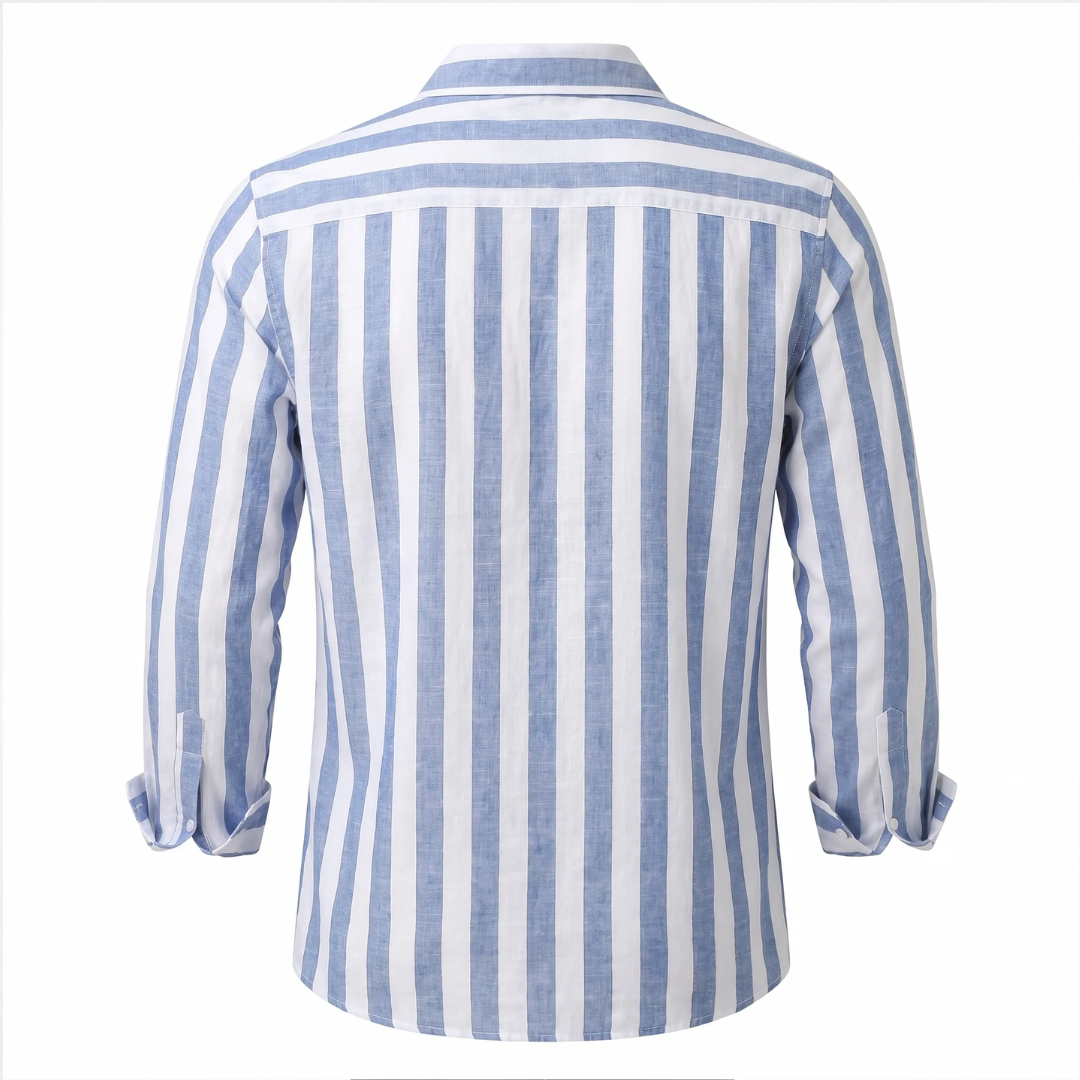 Men's Vertical-Stripe Long-Sleeve Button-Down Shirt, Relaxed Fit, Spread Collar