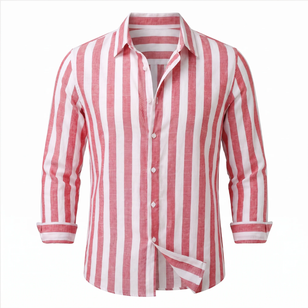 Men's Vertical-Stripe Long-Sleeve Button-Down Shirt, Relaxed Fit, Spread Collar