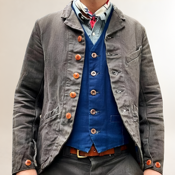 Men's Vintage Button-Up Jacket with Lapel Collar - Regular Fit