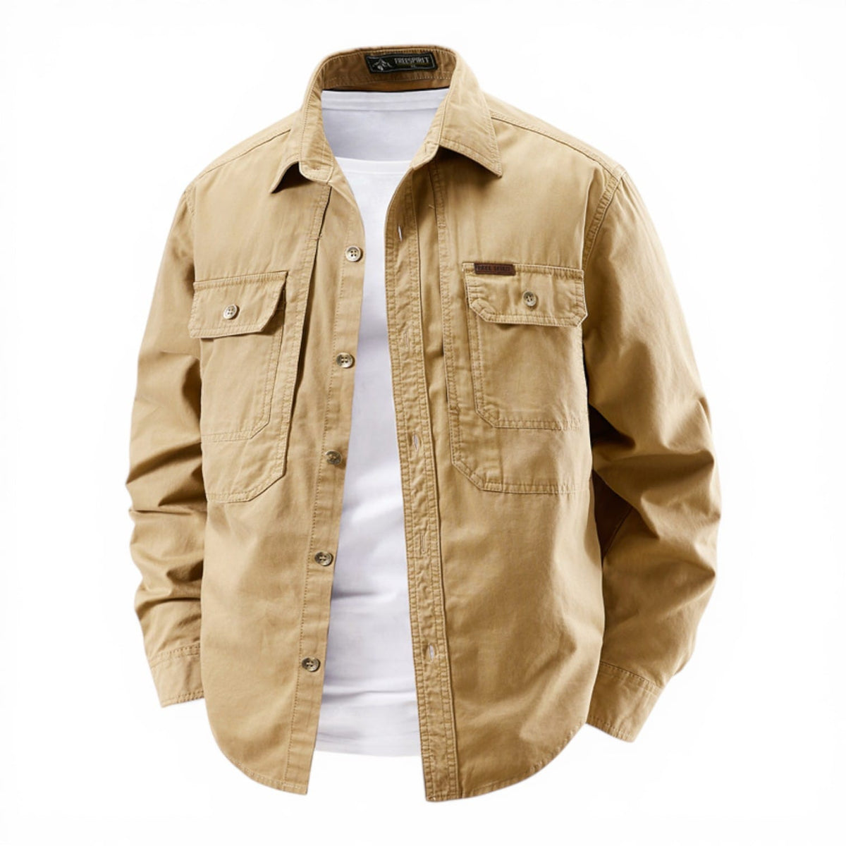 Men's Workwear Shirt with Reinforced Chest Pockets - Button Front, Regular Fit