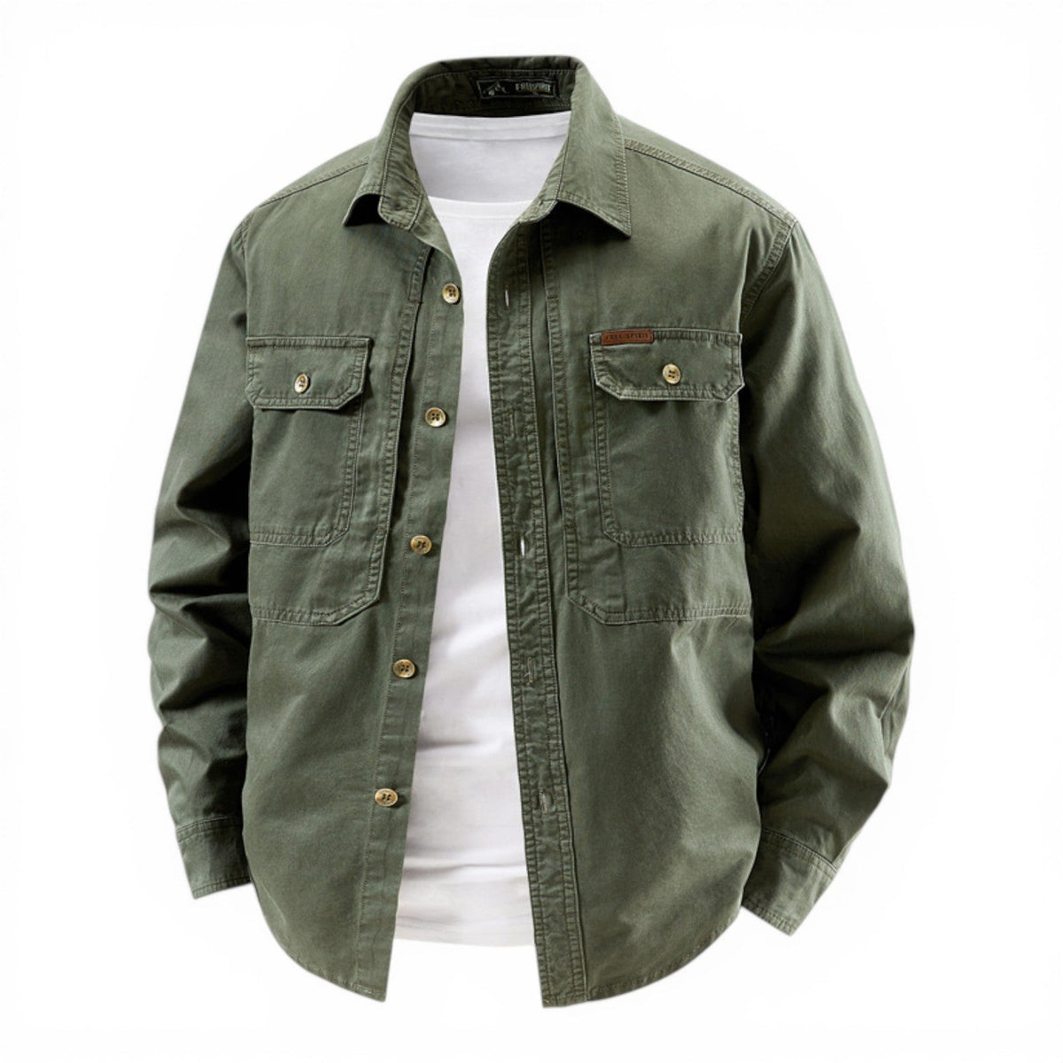 Men's Workwear Shirt with Reinforced Chest Pockets - Button Front, Regular Fit