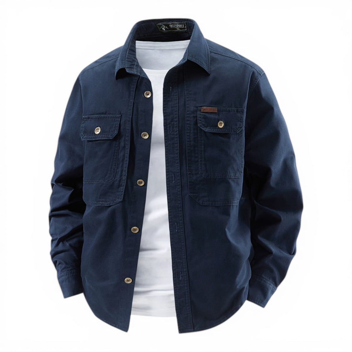 Men's Workwear Shirt with Reinforced Chest Pockets - Button Front, Regular Fit