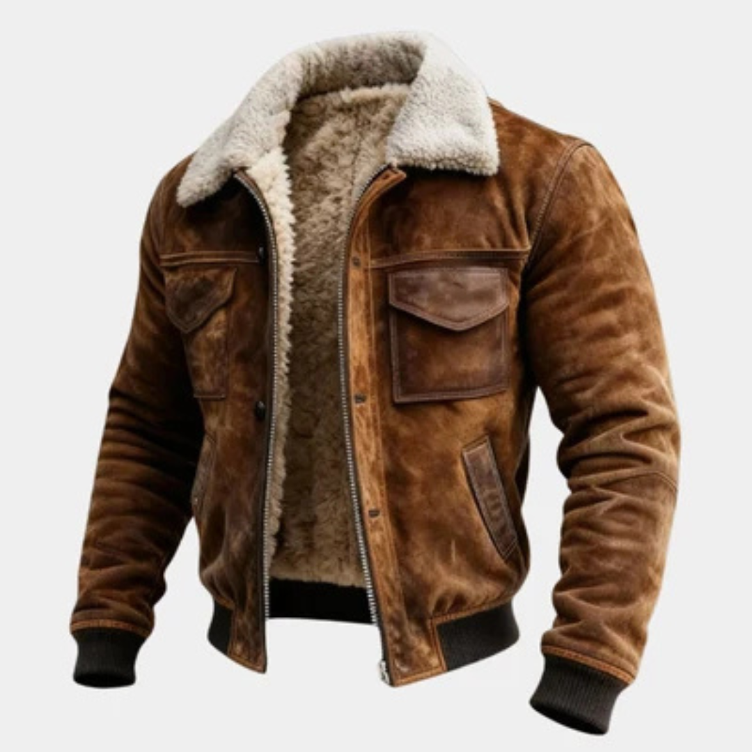 Men's Zip-Front Jacket, Plush-Lined with Contrast Collar, Flap & Zip Pockets, Regular Fit