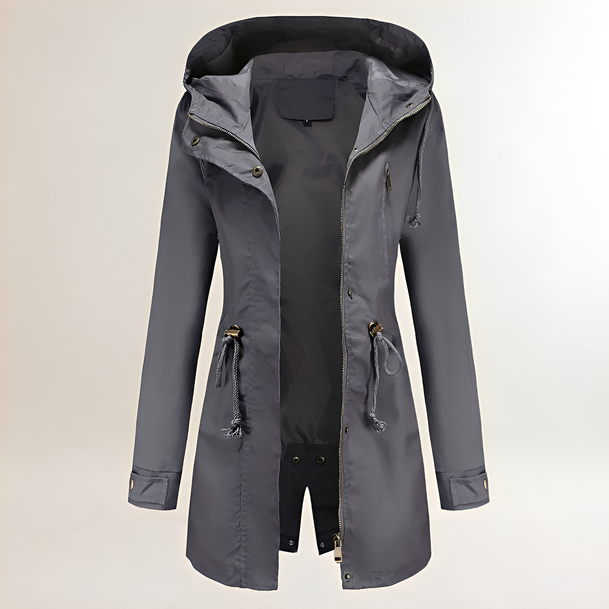 Parka for Women - Hooded, Zipper Closure, Drawstring Waist, Long Sleeve