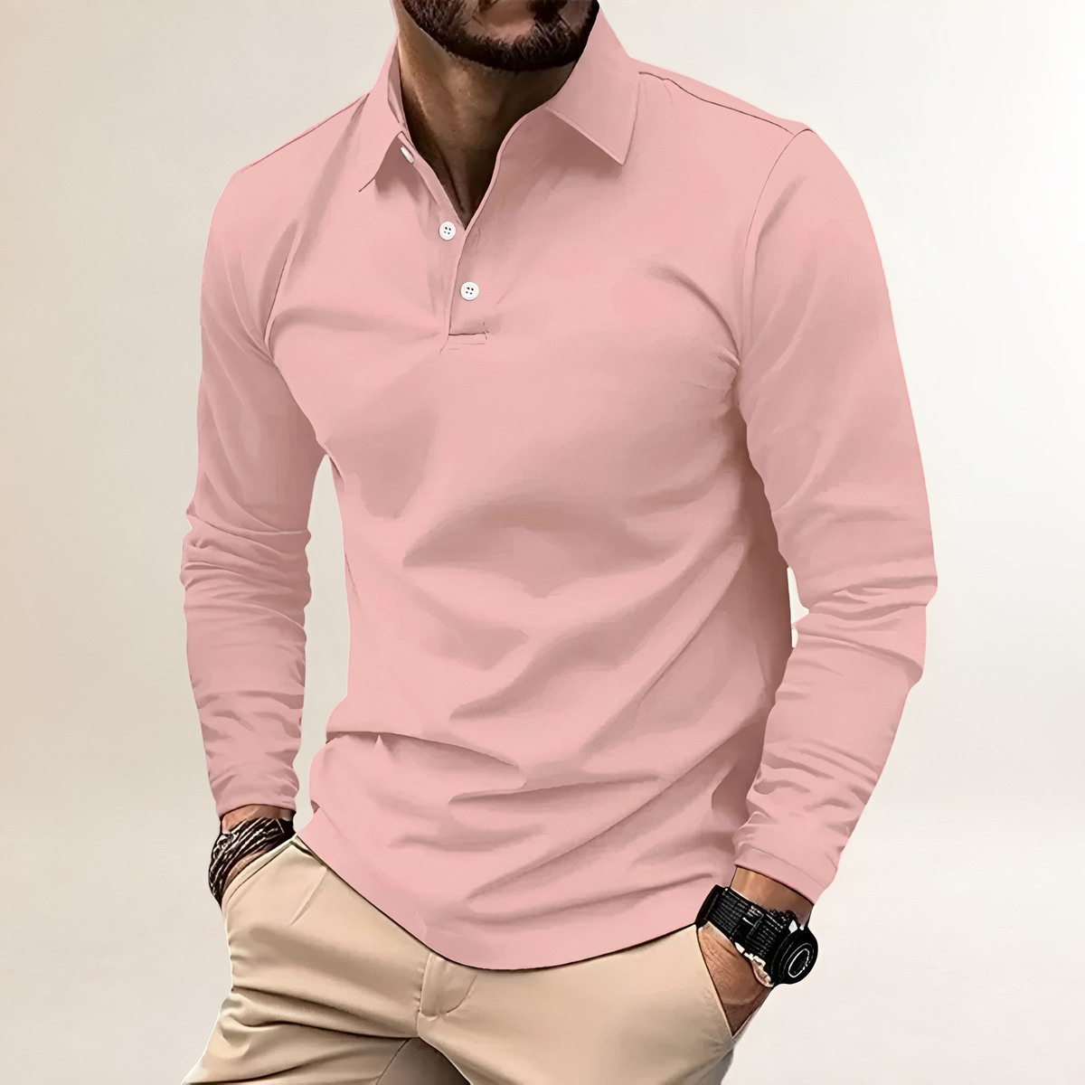 Polo Shirt Men Long Sleeve Classic Collar Slim Fit - Versatile Casual Style