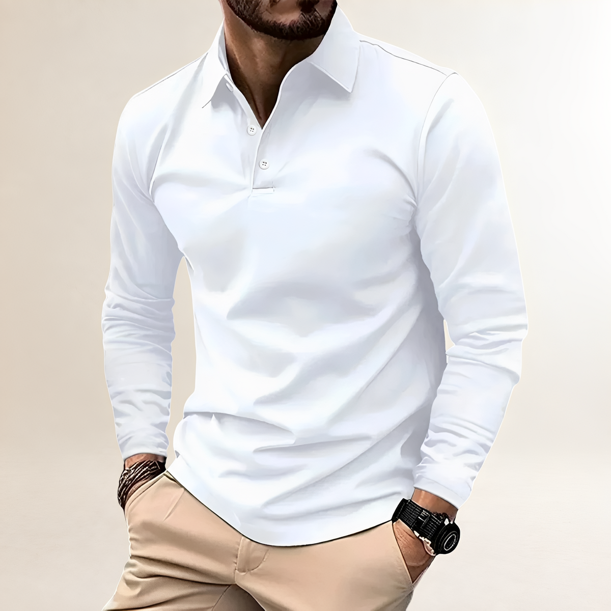 Polo Shirt Men Long Sleeve Classic Collar Slim Fit - Versatile Casual Style