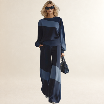 Sets Women Patchwork Sportswear Sweatshirt and Sweatpants - Relaxed Fit
