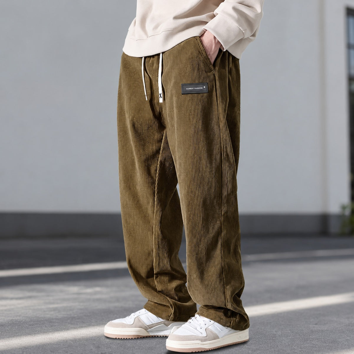 Stylish Pants for Men - Relaxed Fit with Drawstring Waist and Side Pockets