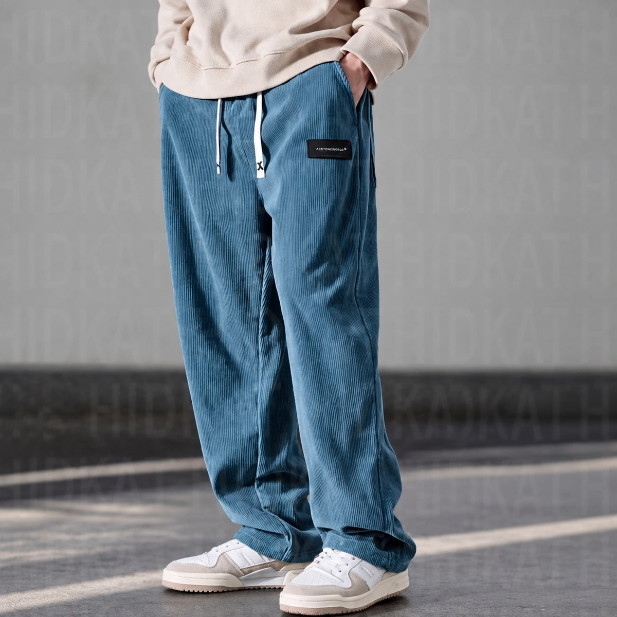Stylish Pants for Men - Relaxed Fit with Drawstring Waist and Side Pockets