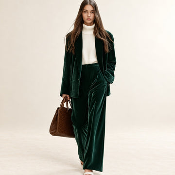 Suit Set Women Blazer and Wide-Leg Pants - Elegant Fit