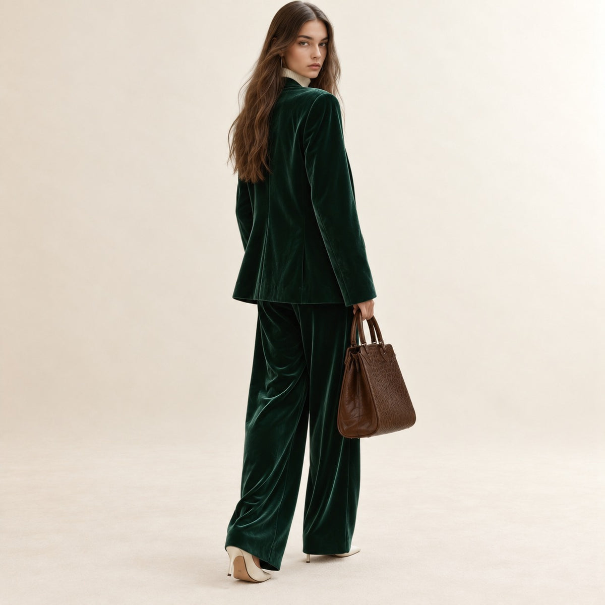 Suit Set Women Blazer and Wide-Leg Pants - Elegant Fit