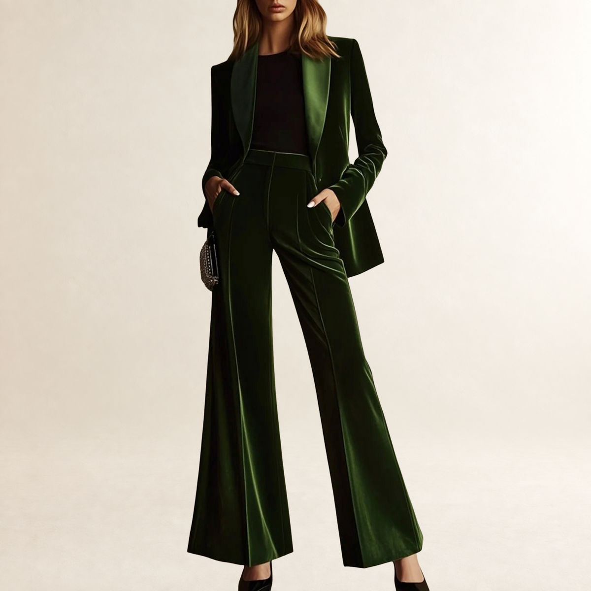 Suit Sets Women Blazer and Flared Pants - Loose Fit Retro Style