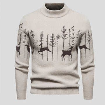 Sweater Men - Christmas Design, Deer and Forest Pattern, Regular Fit
