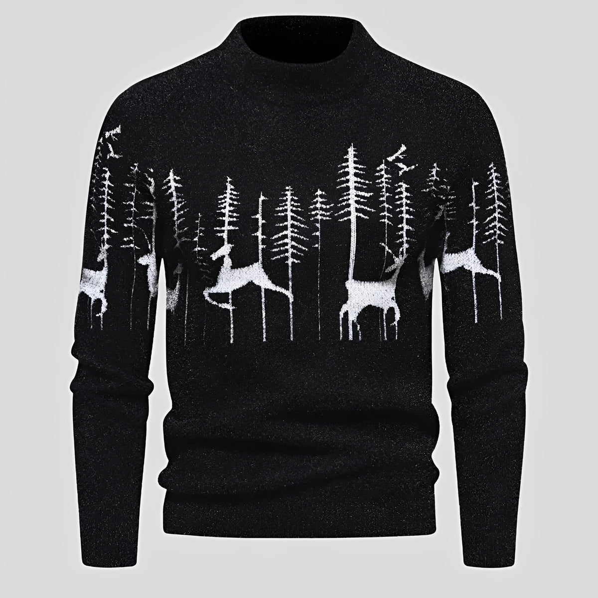 Sweater Men - Christmas Design, Deer and Forest Pattern, Regular Fit
