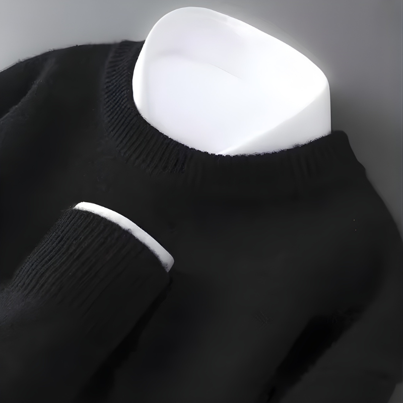 Sweater - Men's Mock Neck with Ribbed Collar & Cuffs, Relaxed Fit