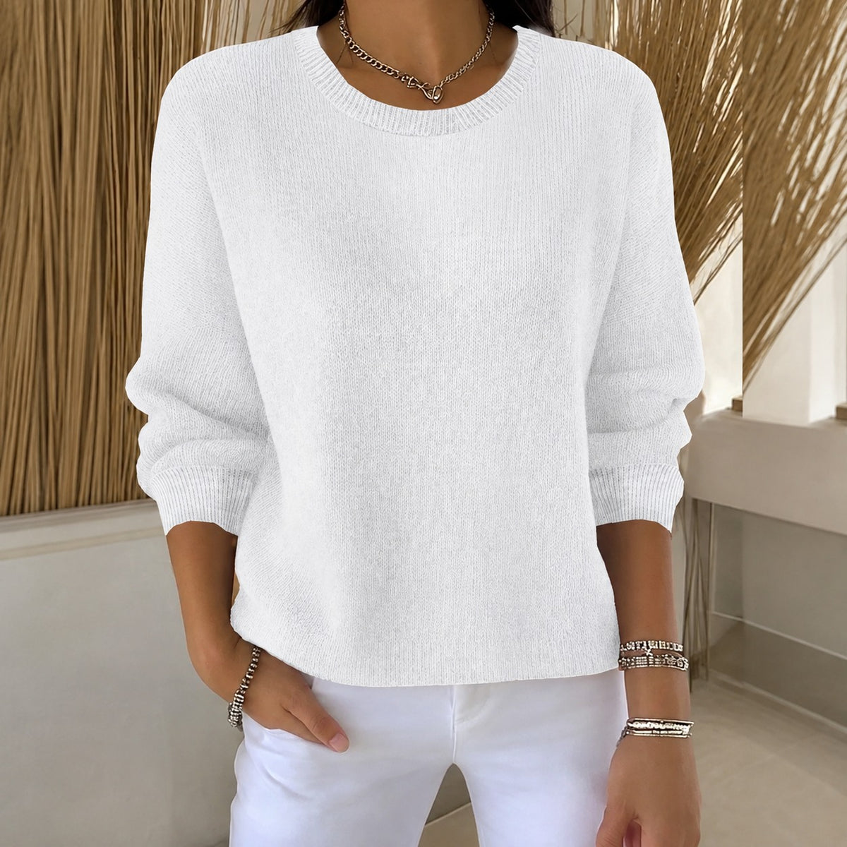 Sweater Women - Classic Crew Neck, Long Sleeve, Relaxed Fit