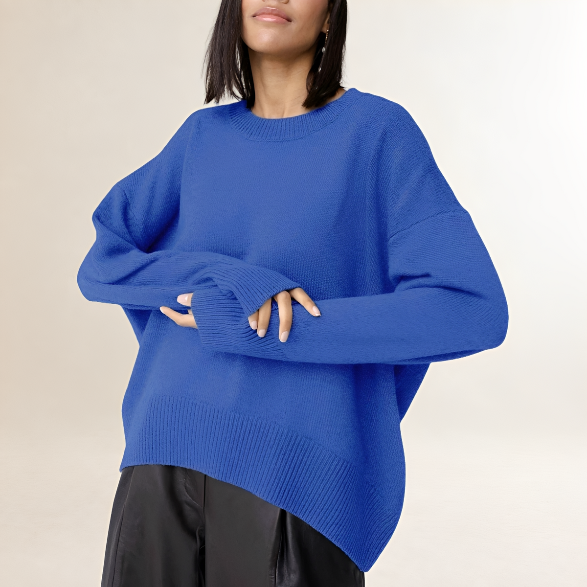 Sweater Women Oversized Fit Classic Crew Neck Long Sleeve