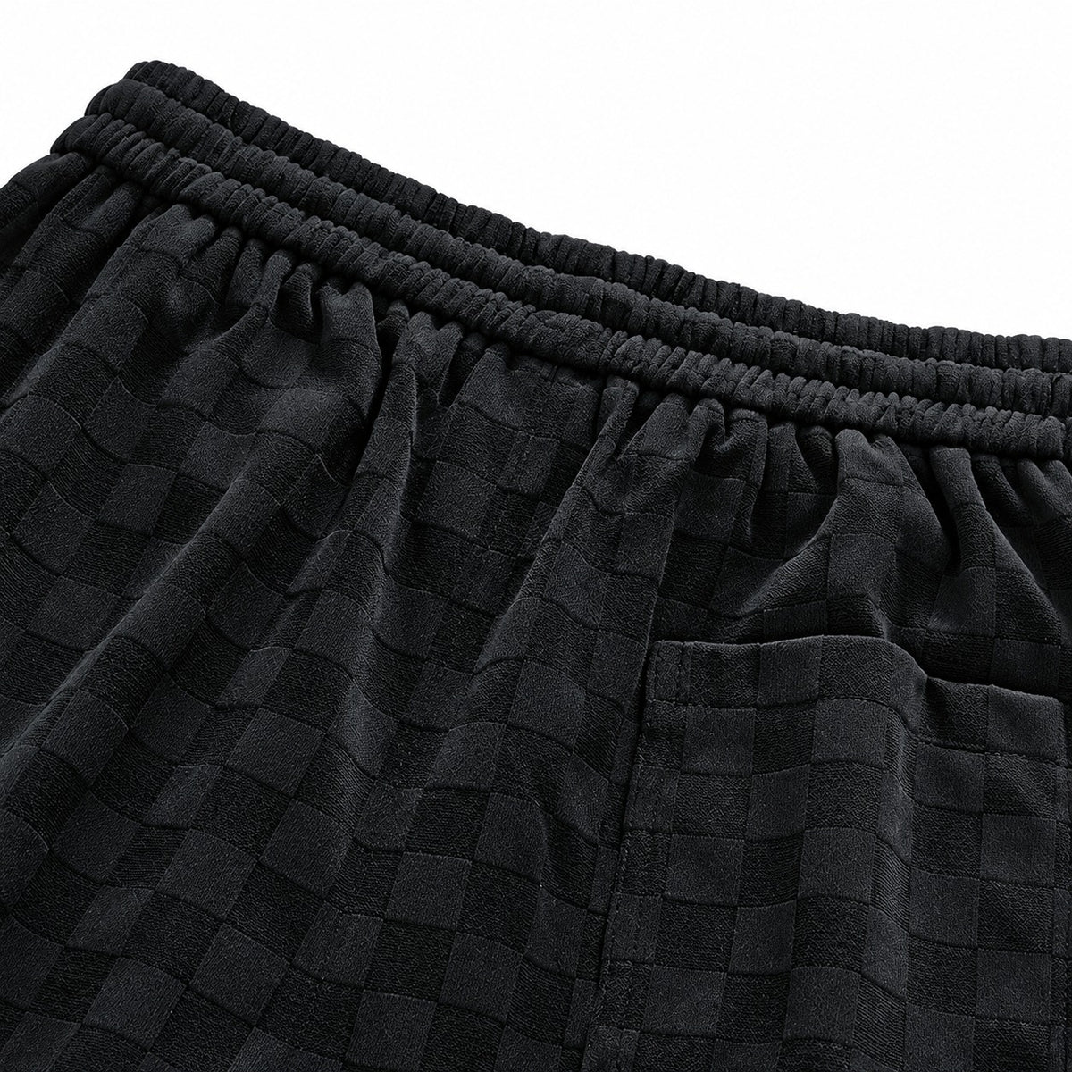 Sweatpants Men Checkered Pattern Elastic Waistband Loose Fit