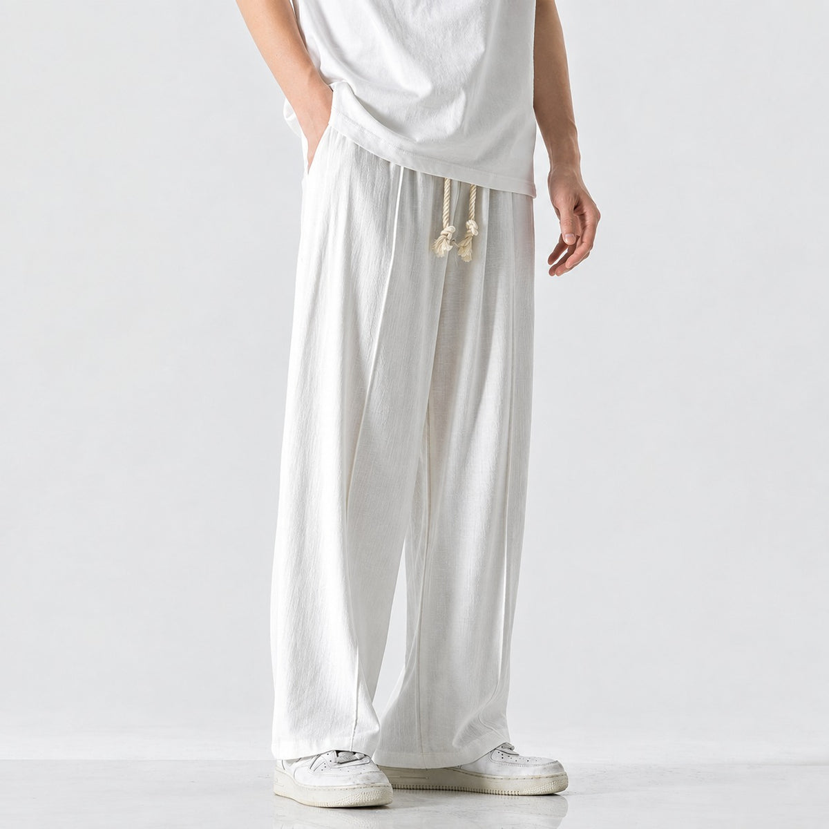 Sweatpants Men Regular Fit Woven Drawstrings Elastic Waistband