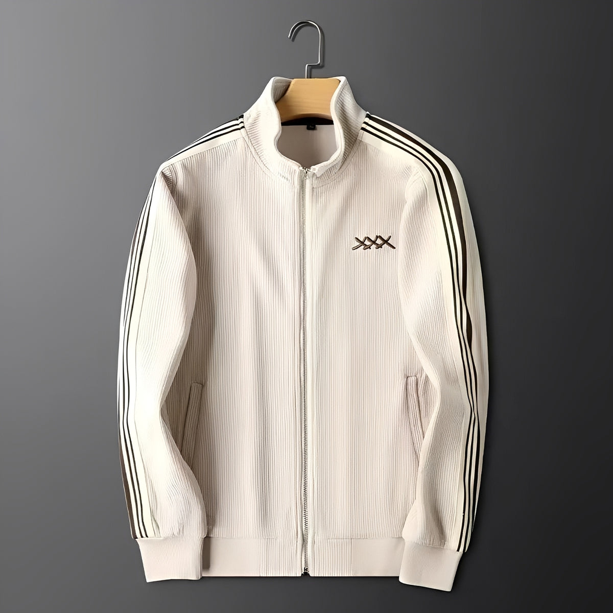 Tracksuit for Men - Zip-Up Jacket, Drawstring Pants, Ribbed Cuffs, Sporty Design