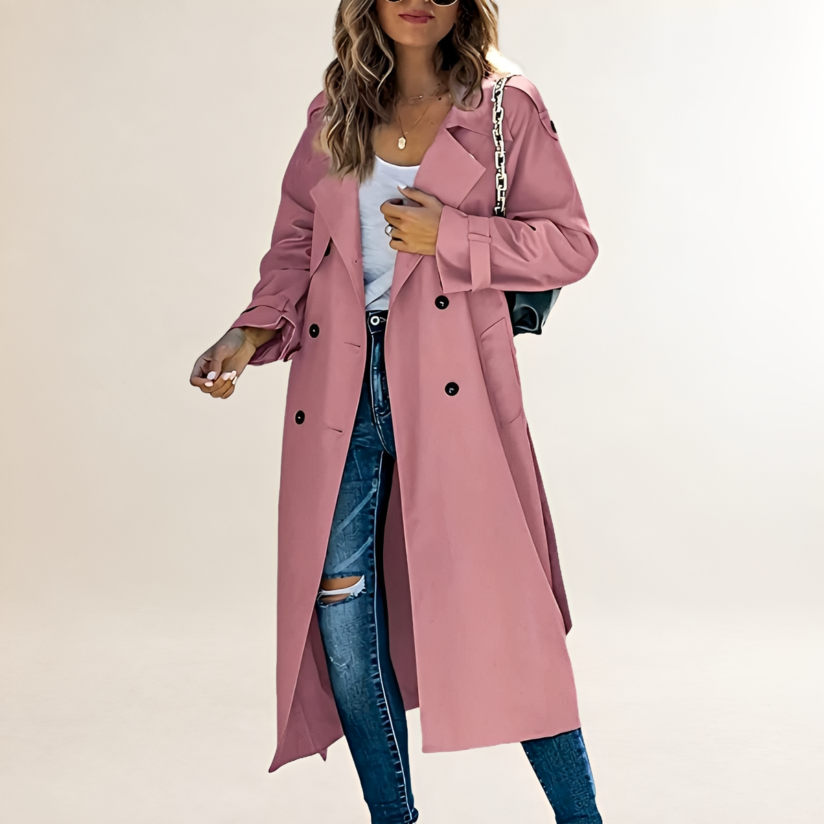Trench Coat Women Double-Breasted Long Length Classic Design - Regular Fit