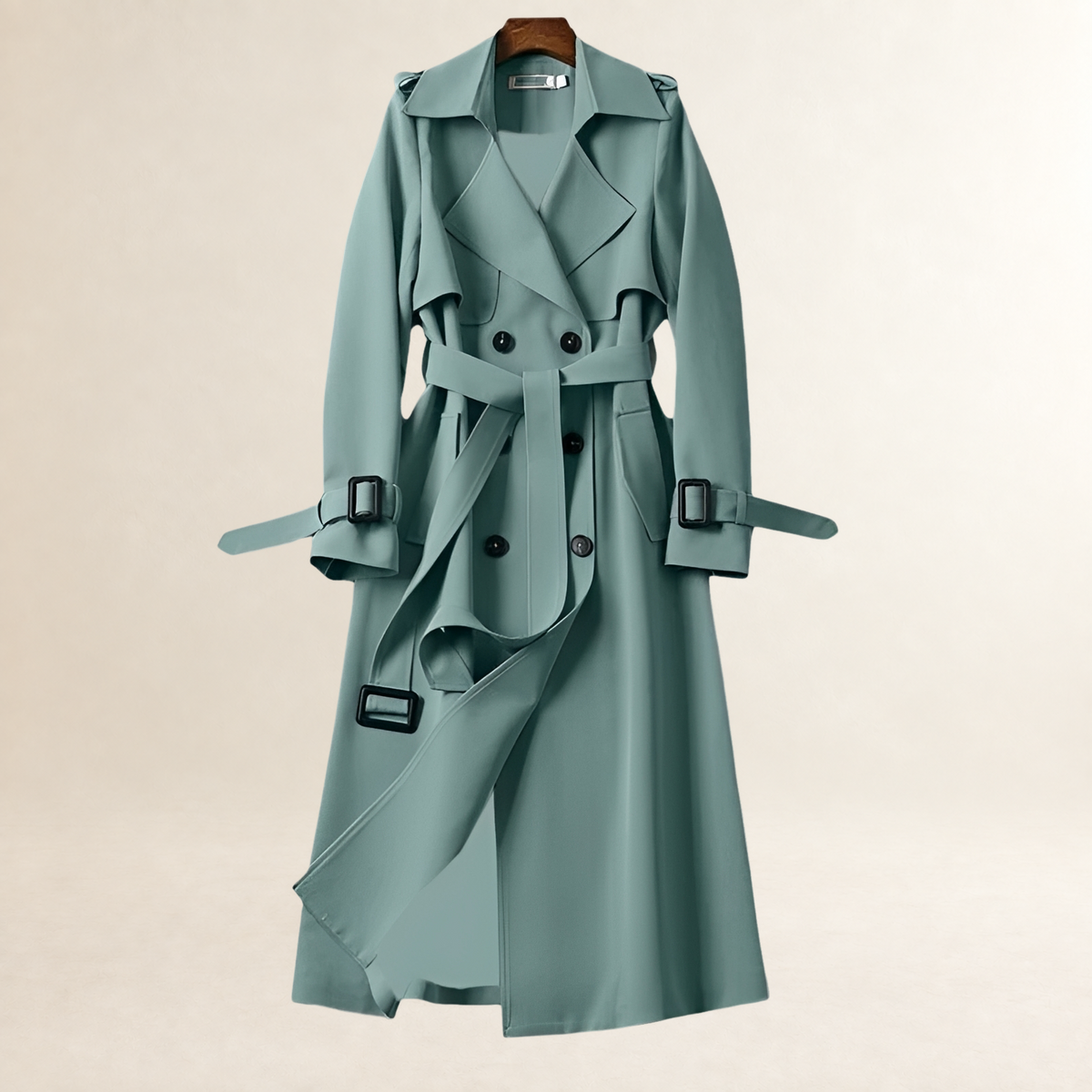 Trench Coat Women Double-Breasted with Belted Waist - Classic Fit