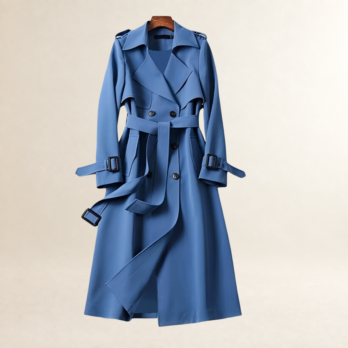 Trench Coat Women Double-Breasted with Belted Waist - Classic Fit