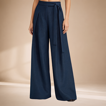 Wide Leg Pants for Women - Asymmetric Wrap Design, High Waist, Oversized Fit