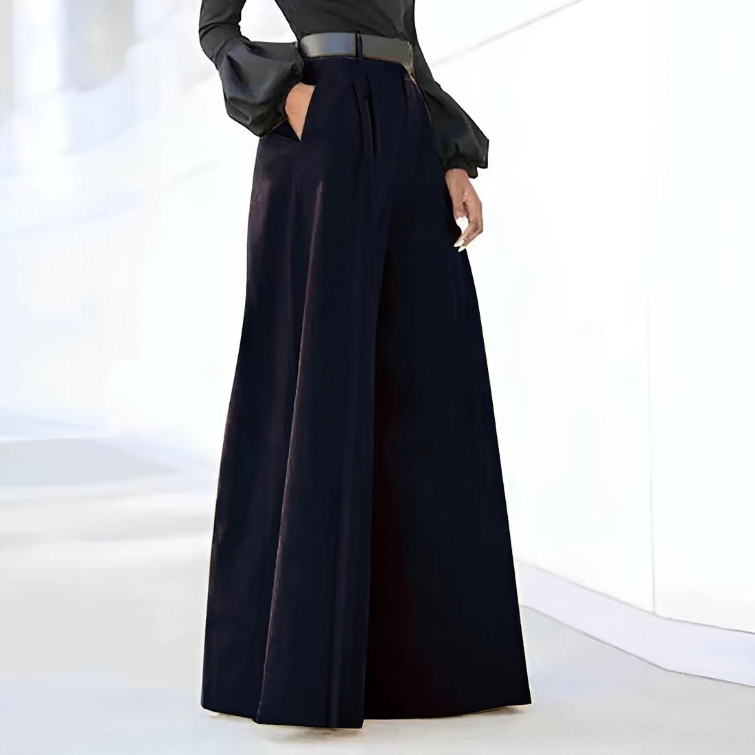Wide Leg Pants Women High Waist Pleated Design with Pockets