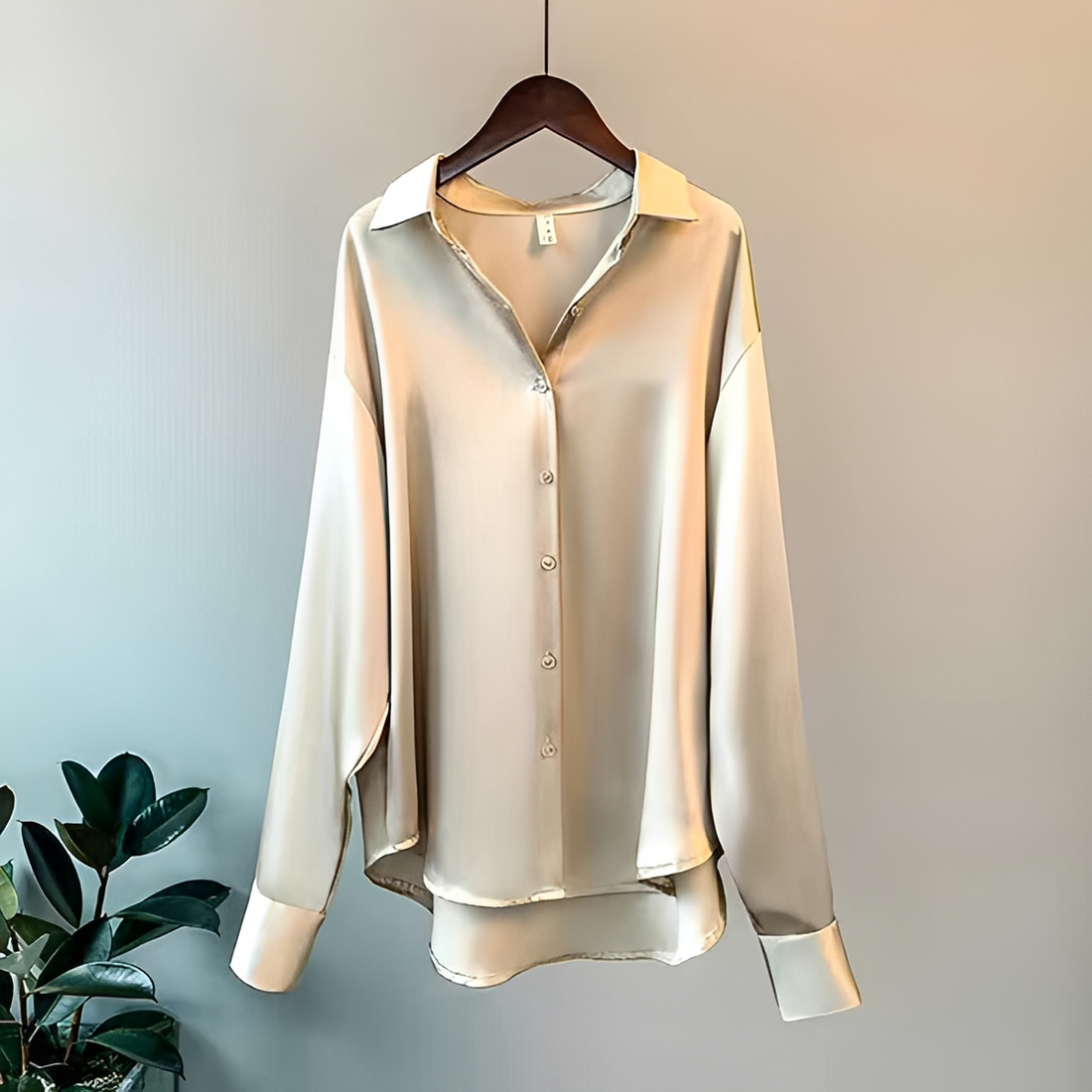 Women Blouse Elegant Button-Up Shirt with Long Sleeves and Classic Collar