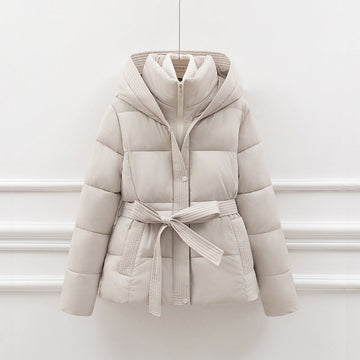 Women Jacket Seasonal Hooded Padded with Belted Waist - Relaxed Fit