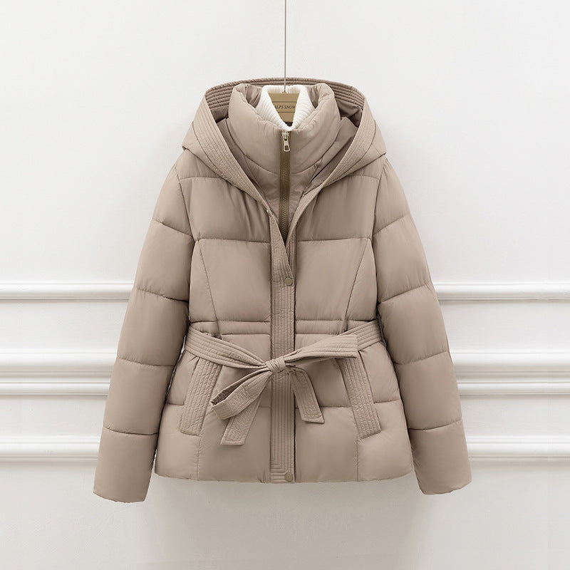 Women Jacket Seasonal Hooded Padded with Belted Waist - Relaxed Fit