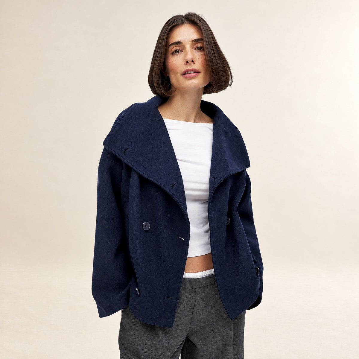 Women's Double-Breasted Jacket - Wide Lapel, Regular Fit
