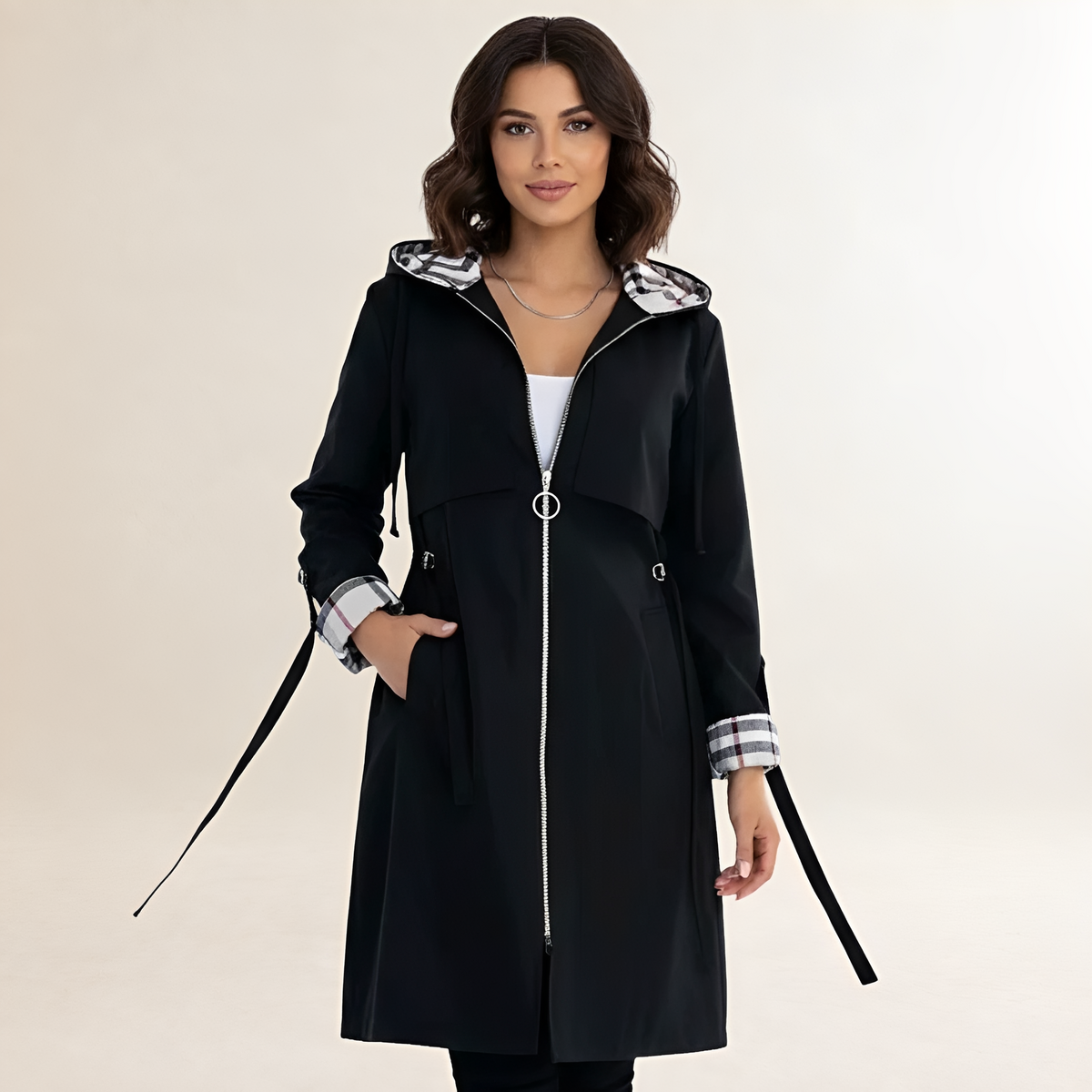 Women's Jacket - Adjustable Hood, Zip Closure, Relaxed Fit, Stylish Design
