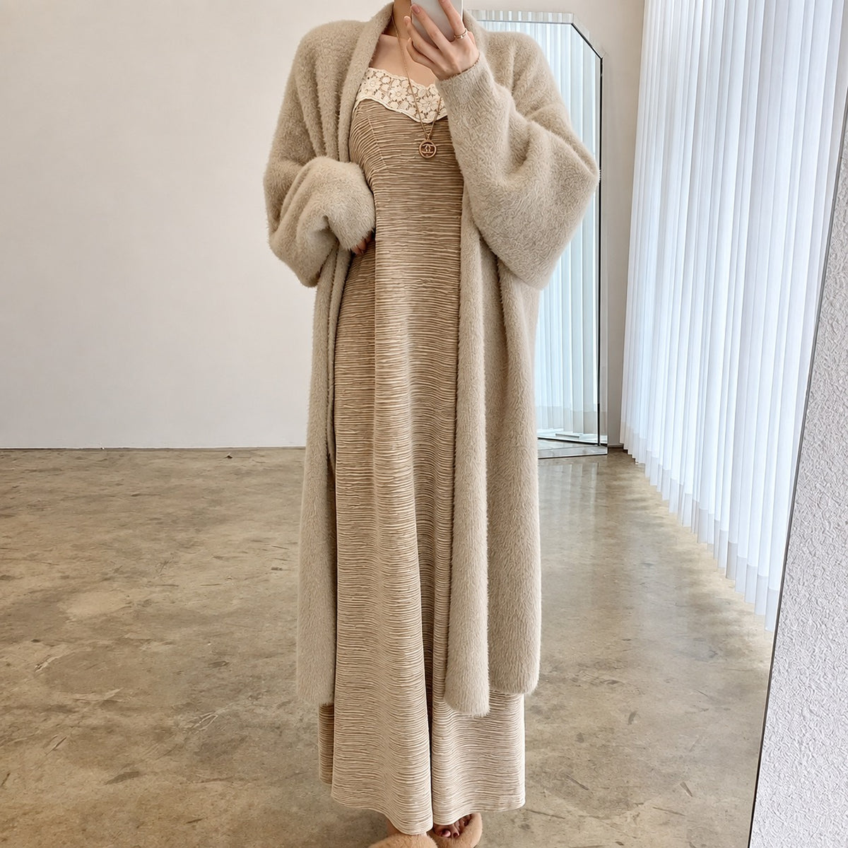 Women's Long Cardigan - Oversized Fit with Open Front Design