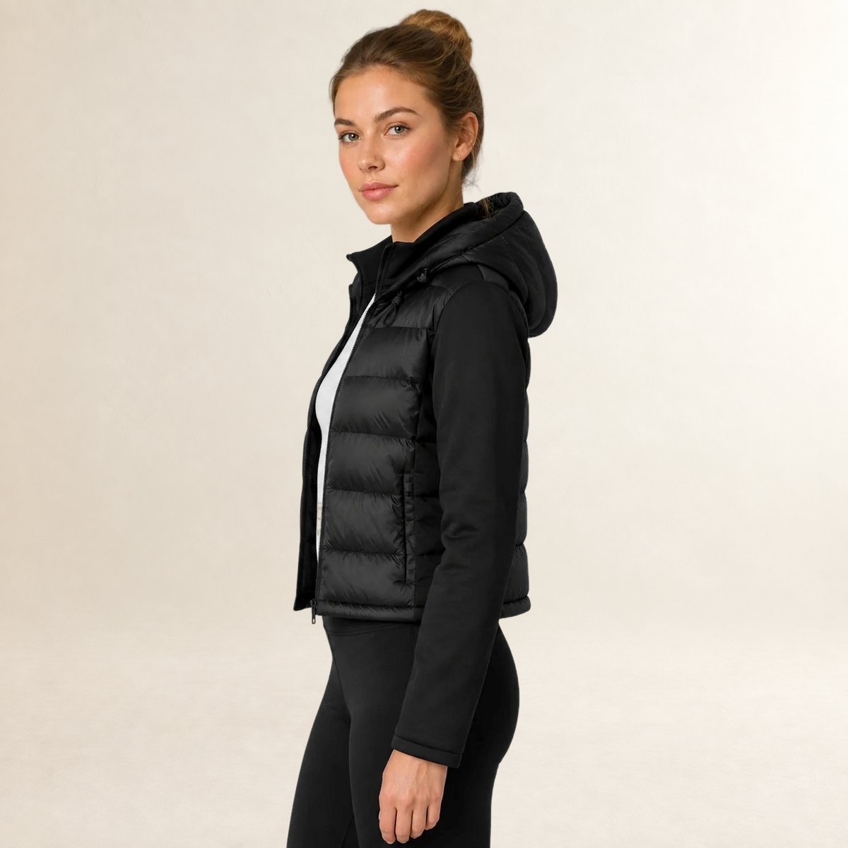 Women's Puffer Jacket Hooded Lightweight Zip Up - Casual Fit