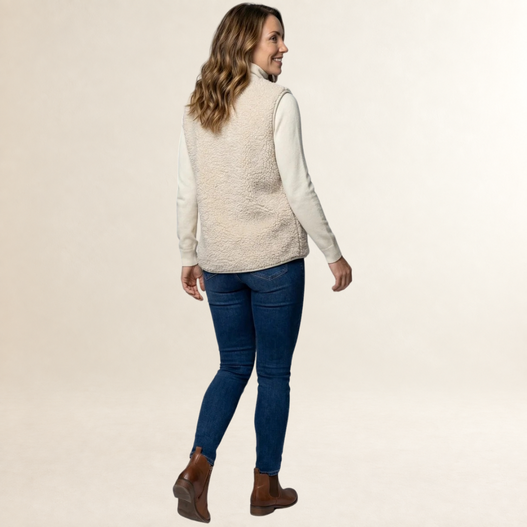 Women's Sweater Vest Button-Front Sleeveless Round Neck with Patch Pockets, Relaxed Fit
