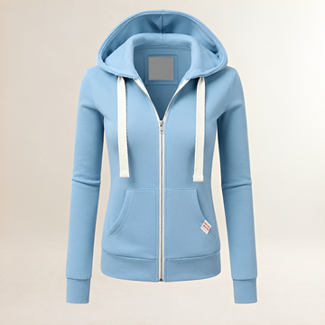 Women's Zip-Up Hoodie - Fitted Silhouette, Long Sleeves, Kangaroo Pocket