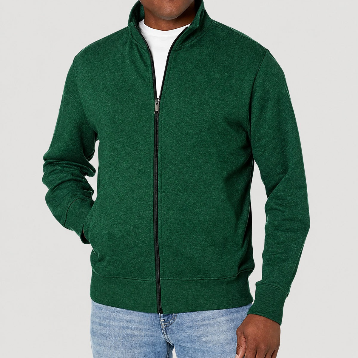 Zip-Up Jacket Men - Casual Style, Stand Collar, Regular Fit