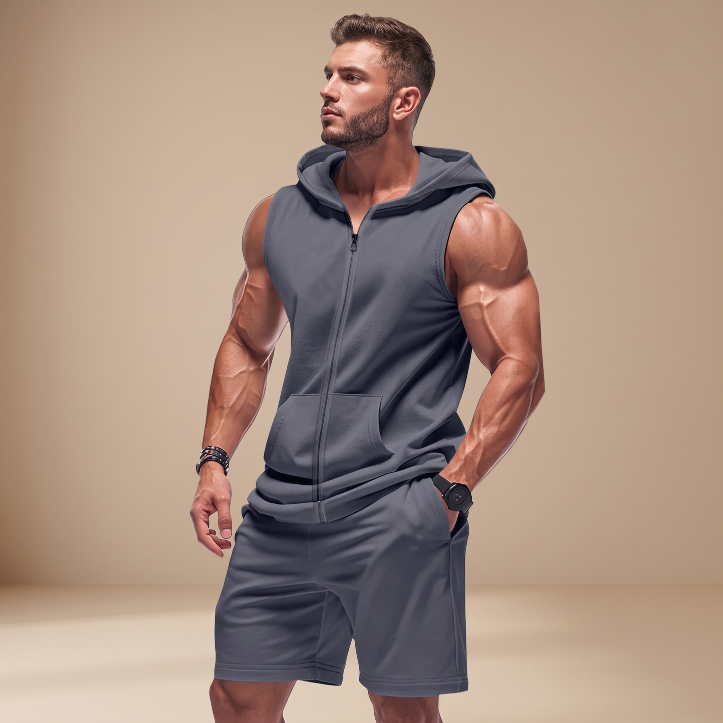Duncan - Hooded No-Sleeve Set