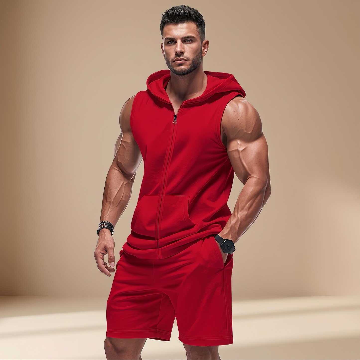 Duncan - Hooded No-Sleeve Set