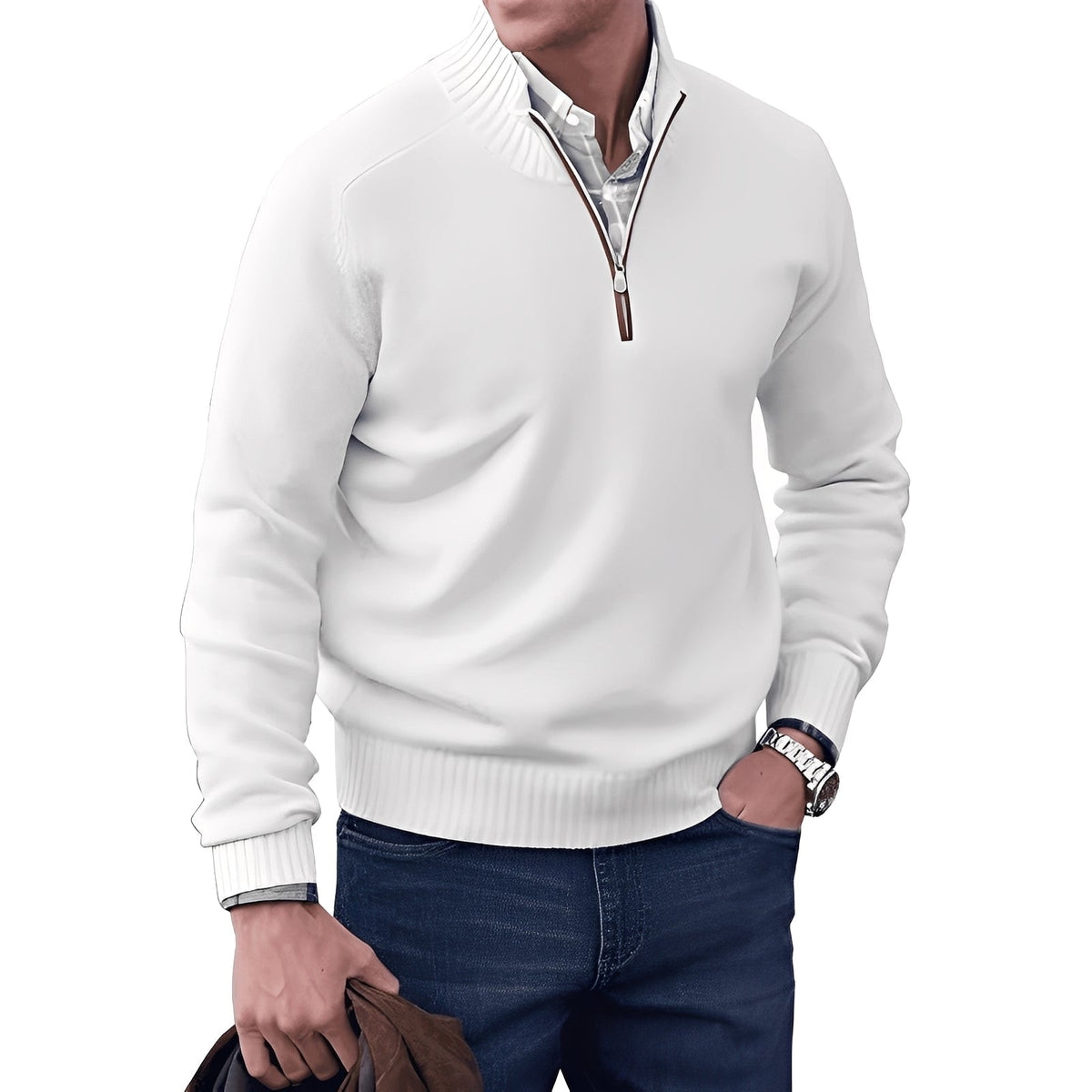 Kian - Contemporary men's pullover with practical zipper